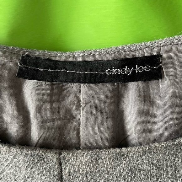 CINDY Lee Gray Wool Silk Lined Cuffed 3/4 Sleeved Mini Dress Tunic Top - 6/S - Picture 6 of 10